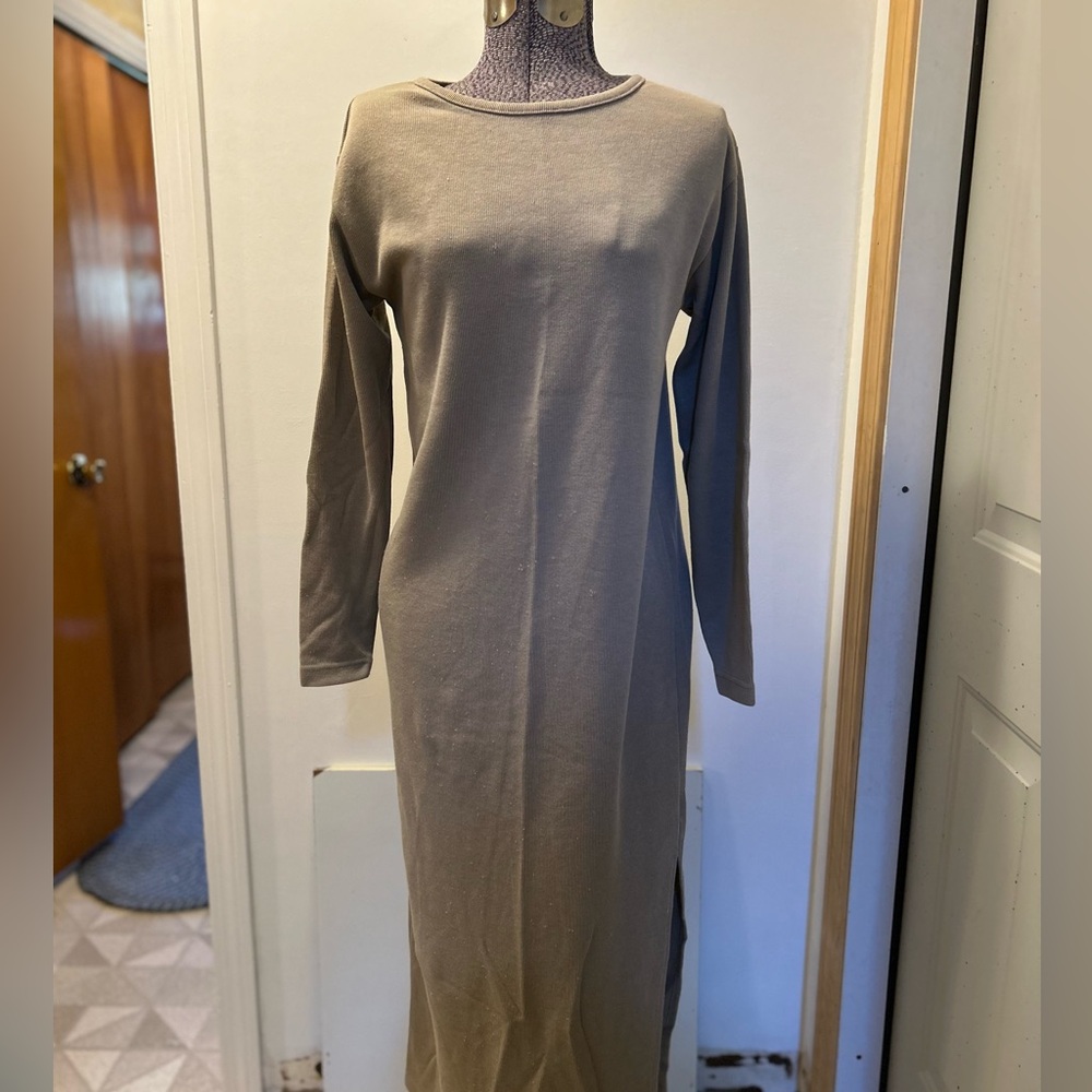 Vintage 90’s Express Tricot Long Sleeve Tan Dress- Size M